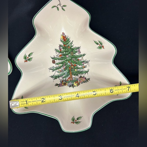 2 Spode Christmas Tree-shaped candy/nut dishes  with green trim New w/o box - Picture 11 of 11